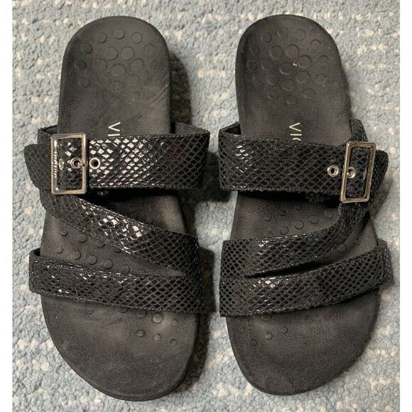 Vionic Shoes - VIONIC Rio Lizard US 10 Wide Women’s Black Snake Print Adjustable Straps